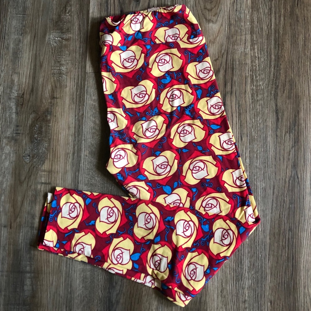 Lularoe TC Leggings Roses Beauty And The Beast